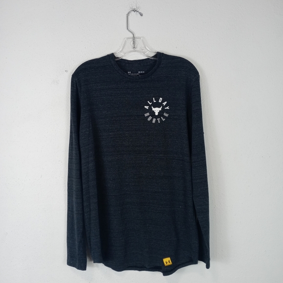 Under Armour Project Rock All Day Hustle Gray Heatgear Long Sleeve Tee Medium - Picture 1 of 7
